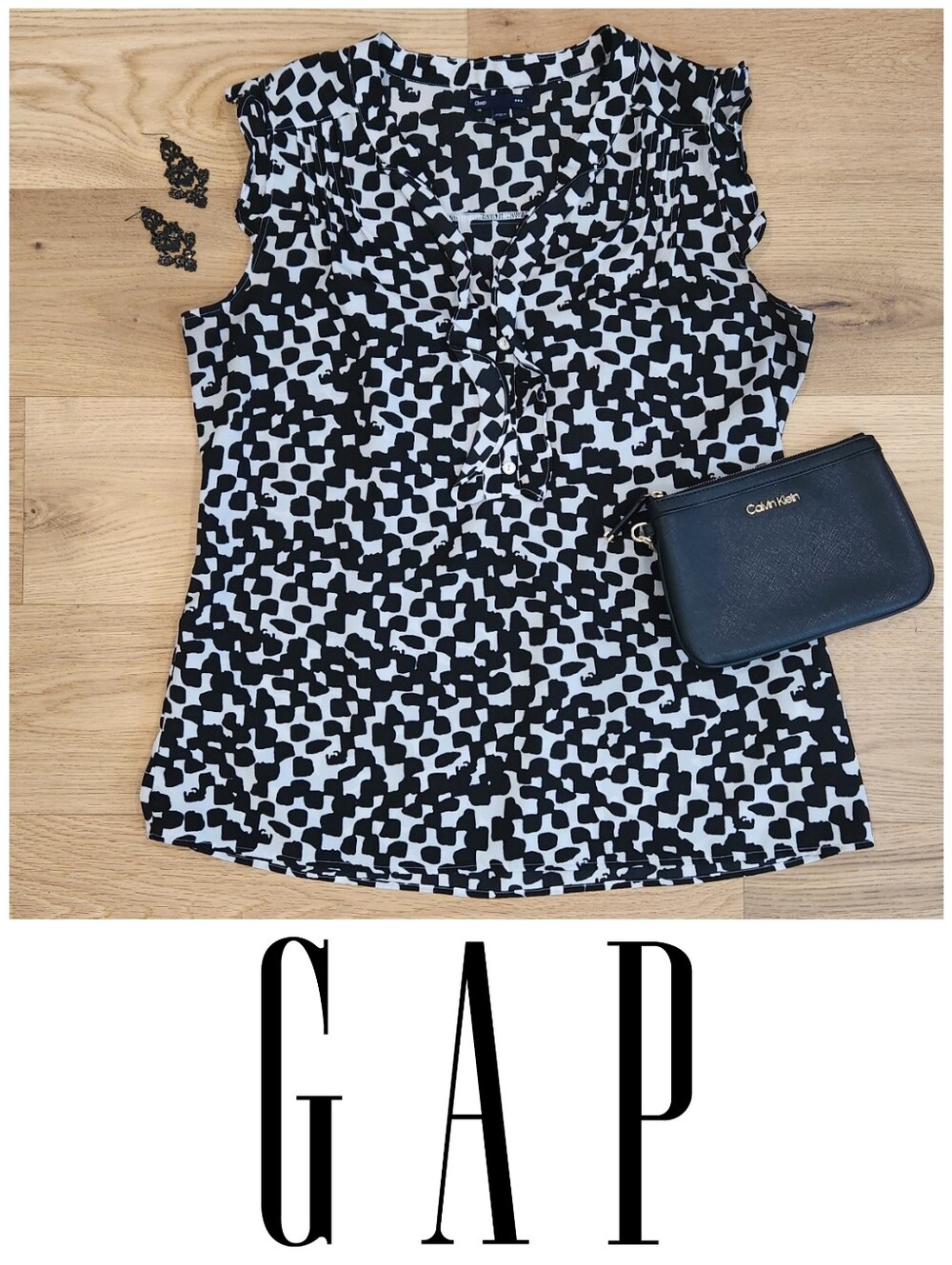 Abstract Ruffle Blouse